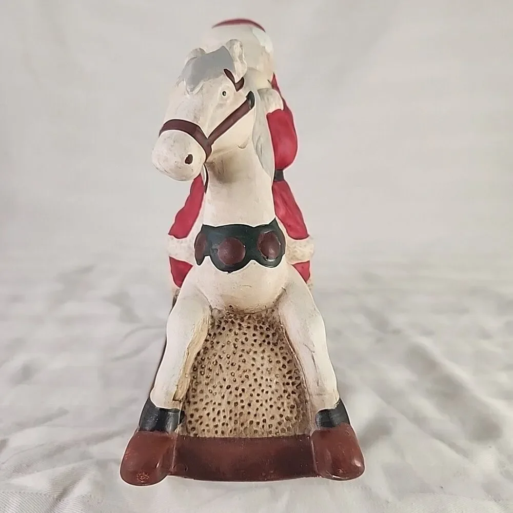 Vintage Santa Rocking Horse Ceramic Santa Is Coming to Town-No Music/Rocking Box